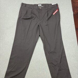 NEW Harbor Bay HB Gray Waist-Relaxer Pants Mens 46x32 Pleated Cotton Chino